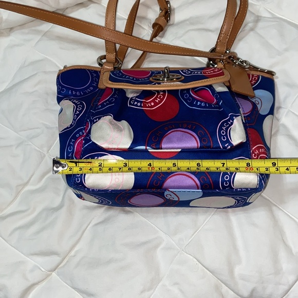 RARE like new Coach Polka Dot Leah F14730 Mini Bag Multicolor Tan Leather - Picture 10 of 16